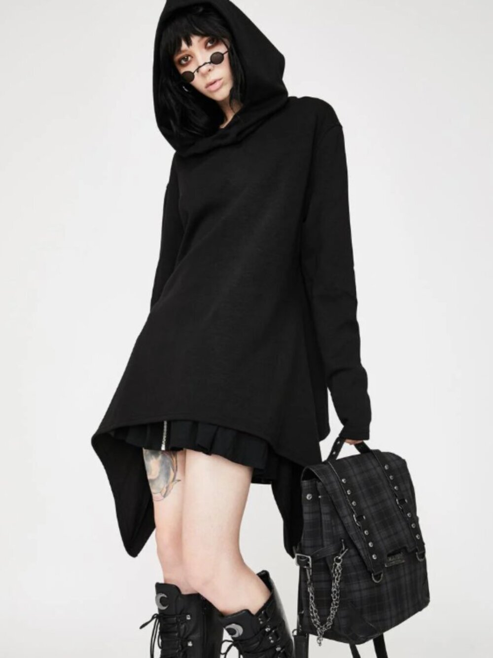 NEW Killstar Draco Cowl Neck Long Sleeve Black Hoodie Goth Unisex Sweater XS